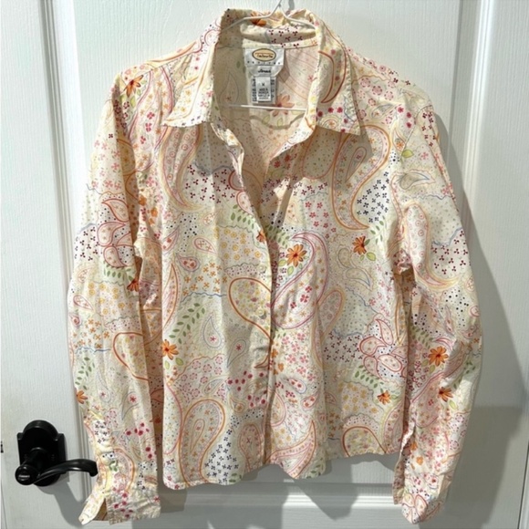 Talbots Bright Paisley Button Down Blouse M - Picture 5 of 6